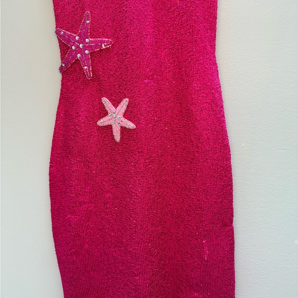 New White Fox Gen Z Love Sequin Starfish Knit Mini Dress Pink Size S - Picture 4 of 9